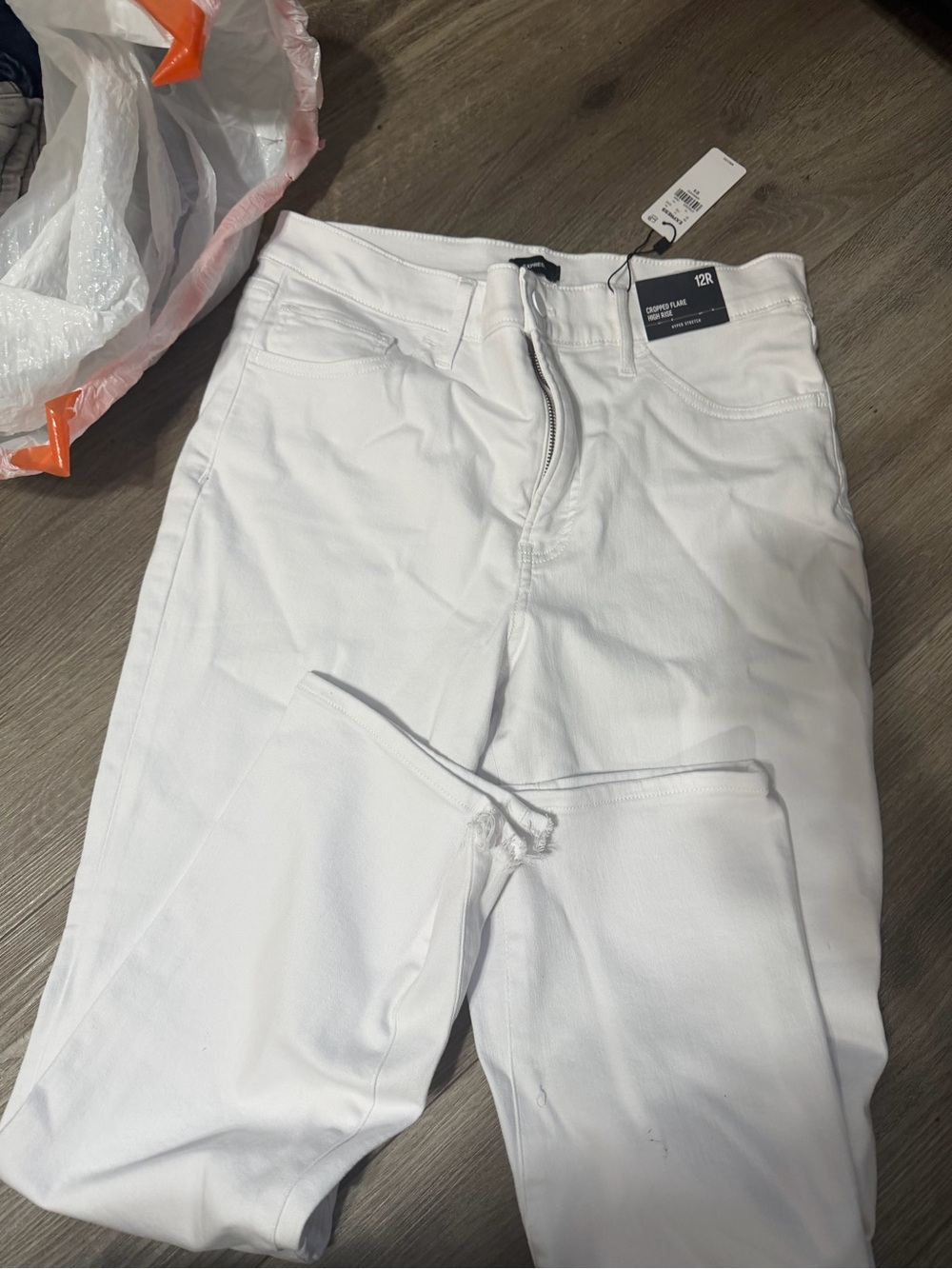 Express White Cropped Flare High-Rise Jeans